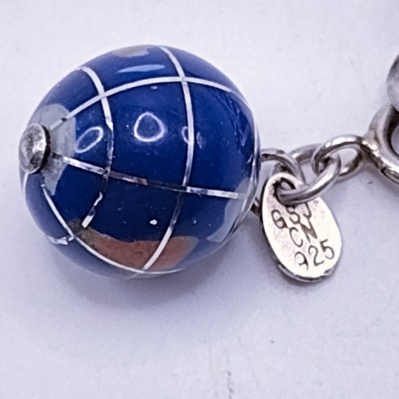 Elegant Sterling Silver Chain Bracelet with Blue Globle Charm - Picture 4 of 4